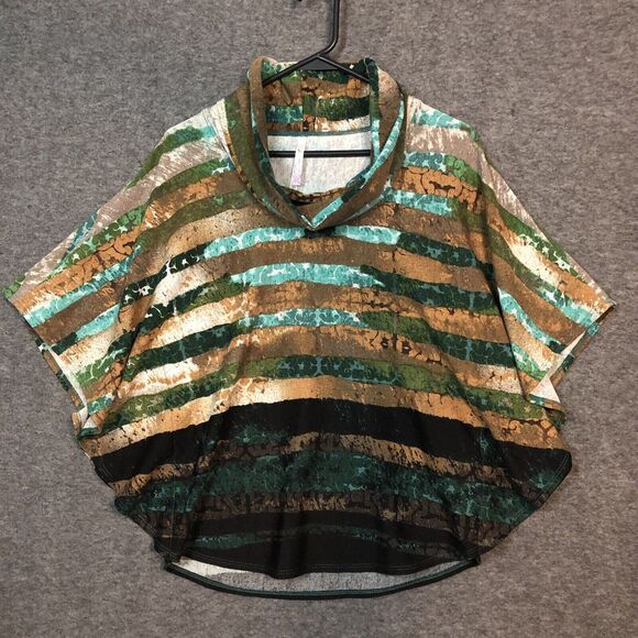 Harmony Poncho Shirt Women S Mock Neck 3/4 Sleeve Pullover Multi Color Boho - Picture 1 of 8